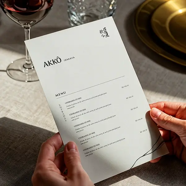 Cardápio de restaurante japonês